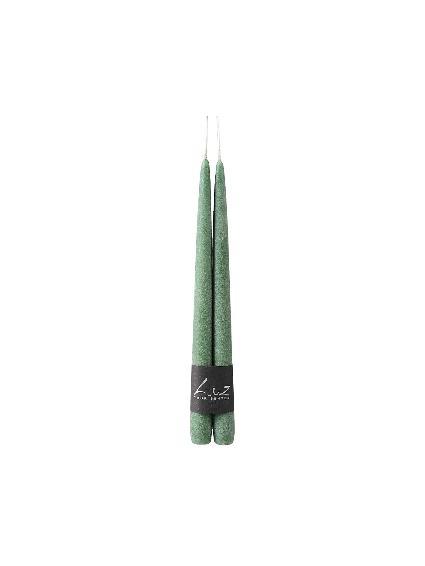 RASTELI | Paar Spitzkerzen "velours" - Luz Your Senses 30cm Pearl | dunkelgrün